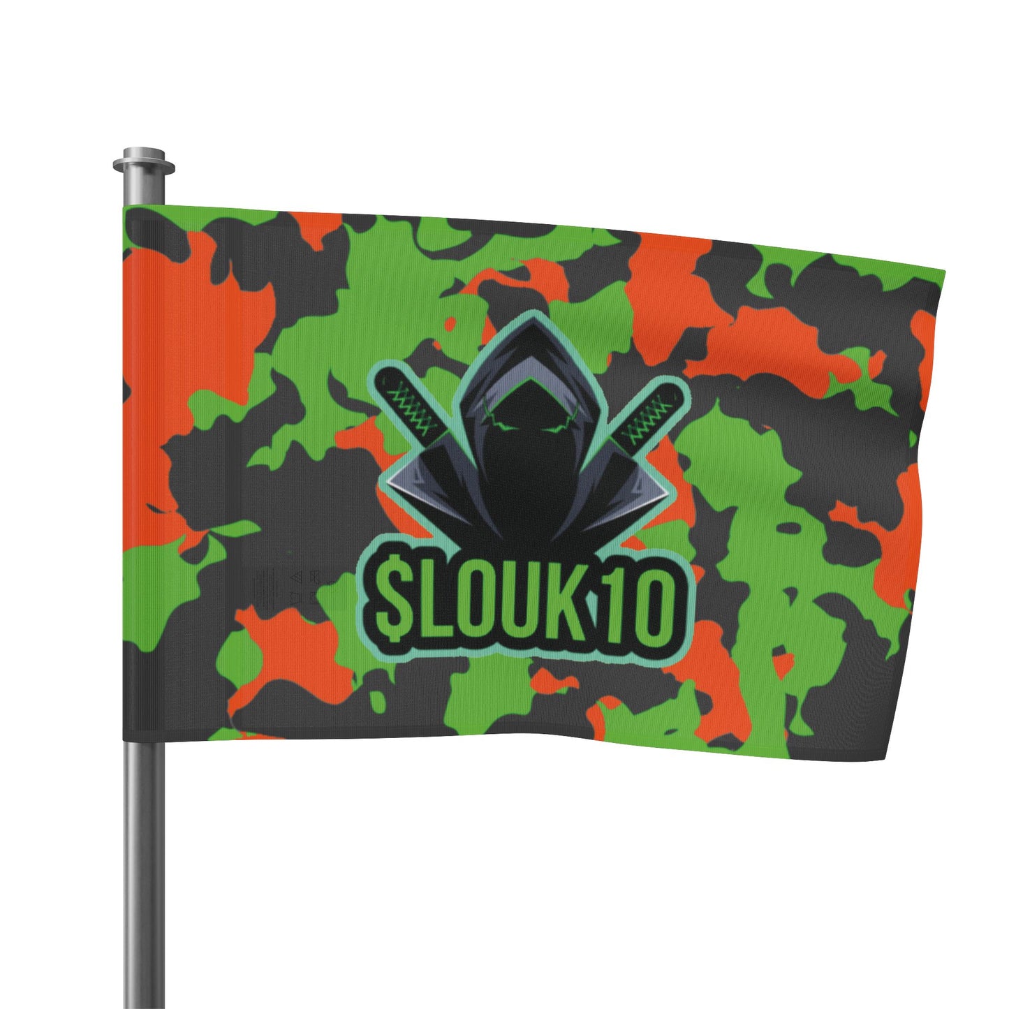 slouk10 Camouflage Flag with Ninja Design, Gamer Decor, Unique Room Decor, Outdoor Flag, Sports Theme, Ninja Lover Gift