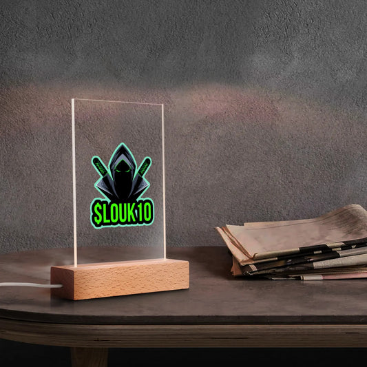 SLOUK10 LED Acrylic Night Light and Wooden Base Table Decor