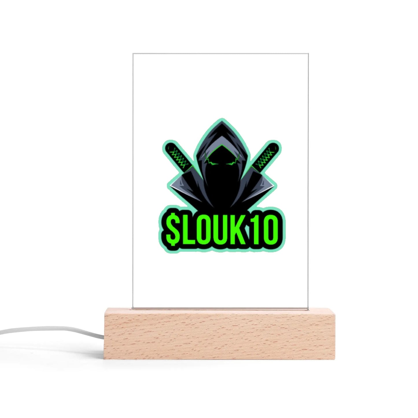 SLOUK10 LED Acrylic Night Light and Wooden Base Table Decor