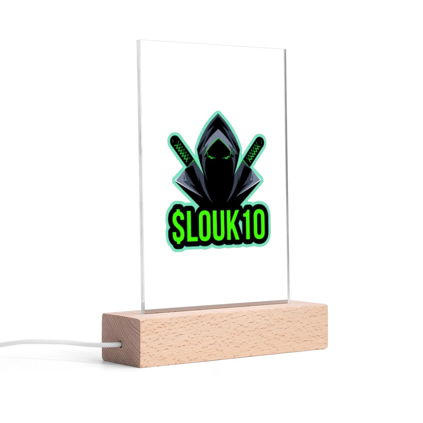 SLOUK10 LED Acrylic Night Light and Wooden Base Table Decor