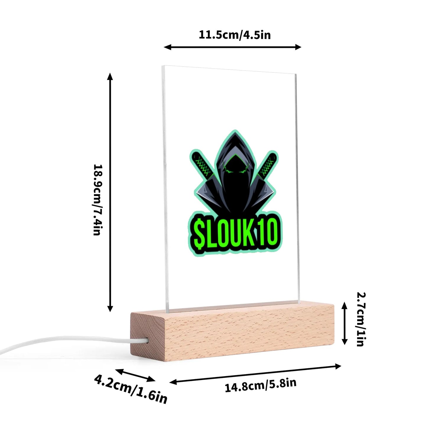 SLOUK10 LED Acrylic Night Light and Wooden Base Table Decor