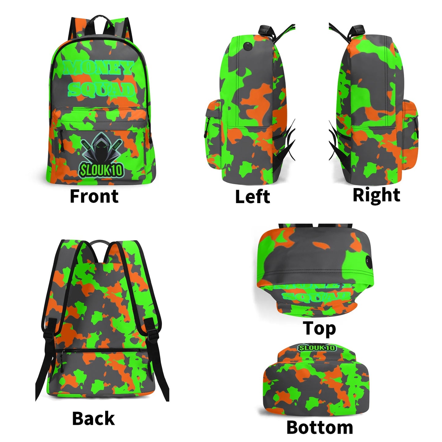 Slouk10 camo (PU) Leather School Backpack