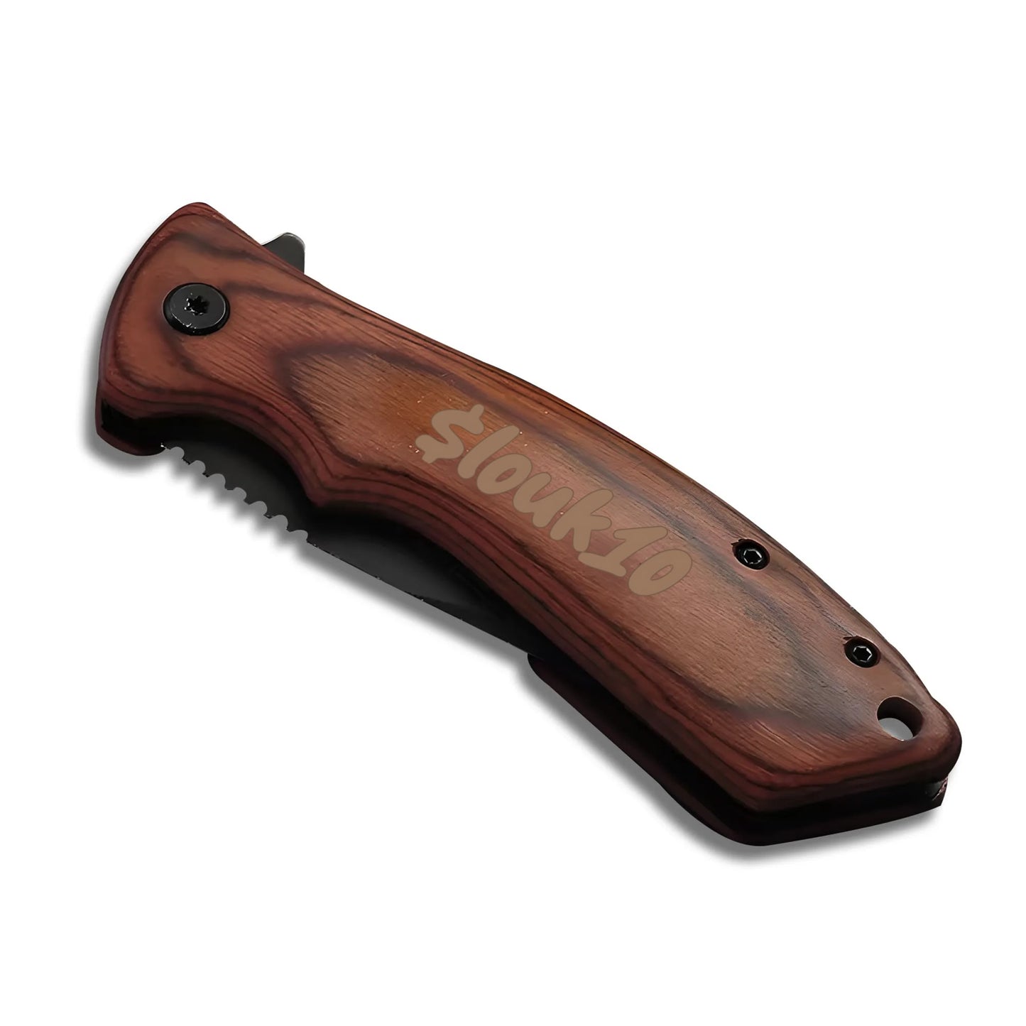 slouk10 Personalized Engraved Camping Steel Knife Pocket Folding Knife for Men for Father