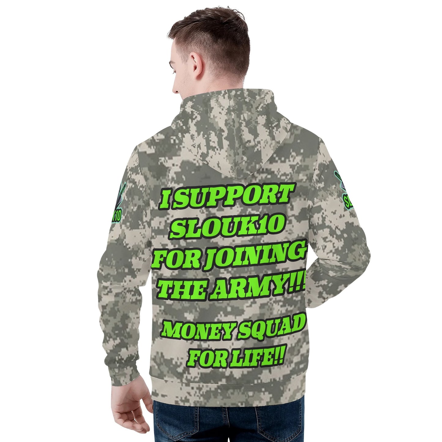 Slouk10s ARMY camo Mens All Over Print Warm Velvets Pair Of Hoodie