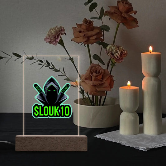SLOUK10 LED Acrylic Night Light and Wooden Base Table Decor