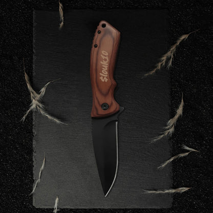 slouk10 Personalized Engraved Camping Steel Knife Pocket Folding Knife for Men for Father